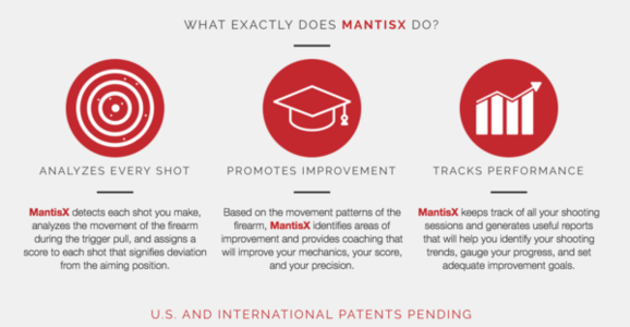 MantisX firearms training system attached to a handgun rail